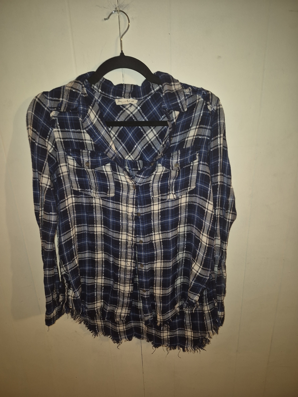 Jane and Delancey Blue and White Plaid Button-Down Shirt